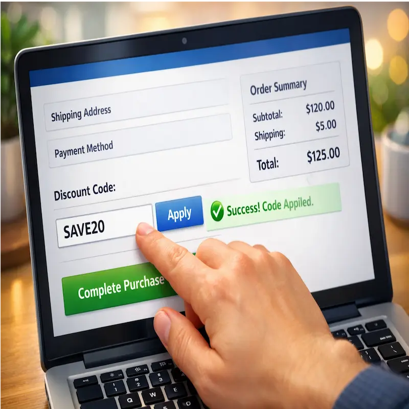 عملية تطبيق كوبون الخصم عند الدفع